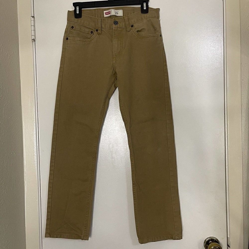 LEVIS tan cord khaki straight leg pants size 16 reg 28x28 Juniors jeans